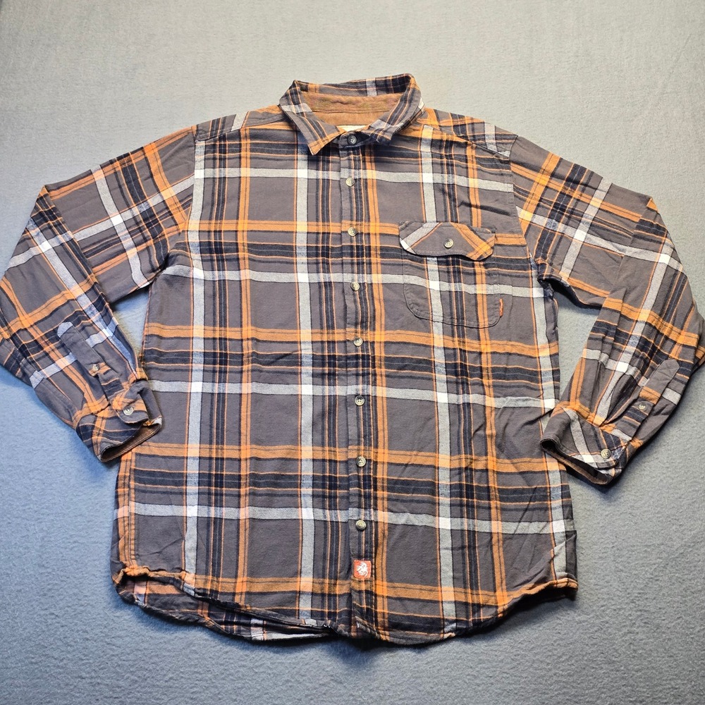 Legendary Whitetails Mens Flannel Shirt LT Large Tall Orange Grey Plaid Cotton
